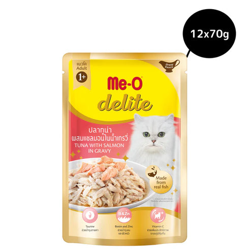 ME-O Delite Tuna with Salmon on gravy cat wet food 70 gms